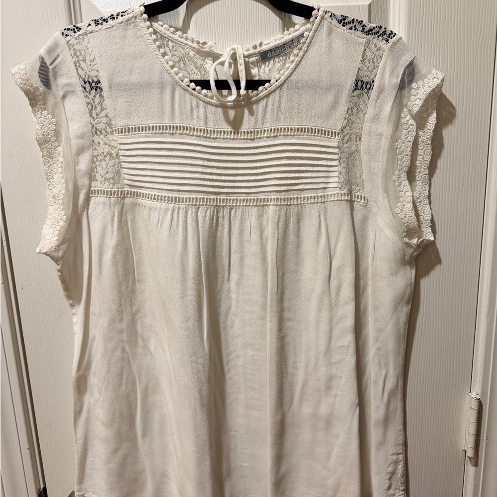 Daniel Rainn Ivory Lace Accent Blouse